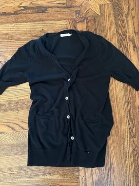 JOHNNY WAS BLK SS CARDIGAN SWEATER S